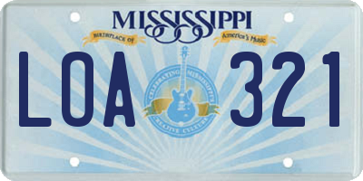MS license plate LOA321