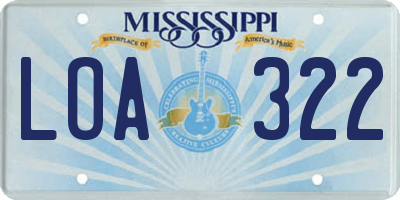 MS license plate LOA322