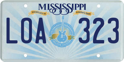MS license plate LOA323
