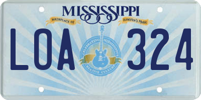 MS license plate LOA324