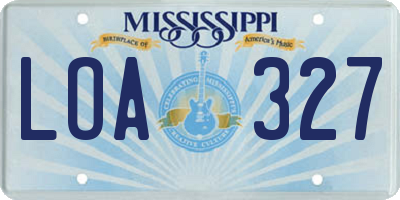 MS license plate LOA327