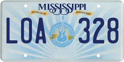 MS license plate LOA328