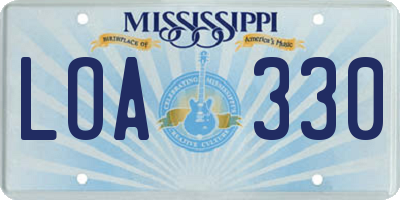 MS license plate LOA330