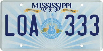 MS license plate LOA333