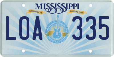 MS license plate LOA335