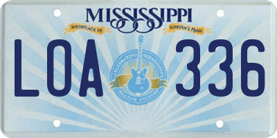 MS license plate LOA336