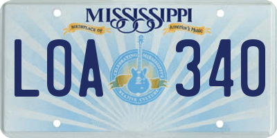 MS license plate LOA340