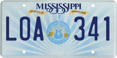 MS license plate LOA341