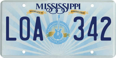 MS license plate LOA342