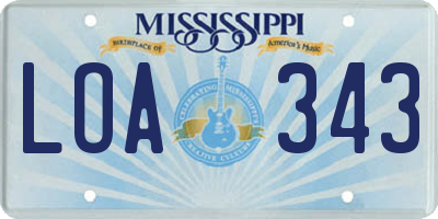 MS license plate LOA343
