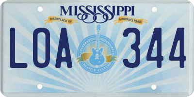 MS license plate LOA344