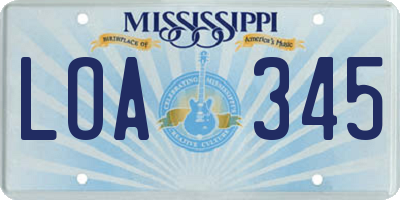 MS license plate LOA345