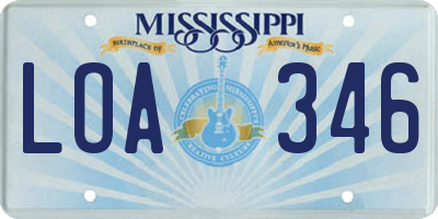 MS license plate LOA346