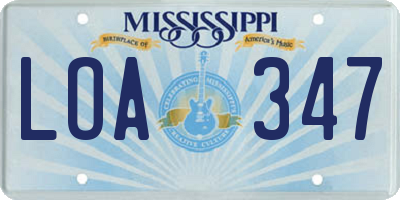 MS license plate LOA347
