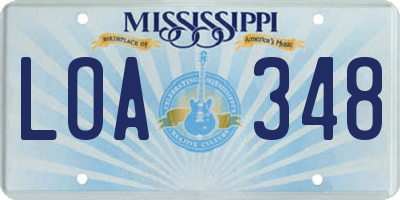 MS license plate LOA348