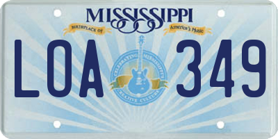 MS license plate LOA349