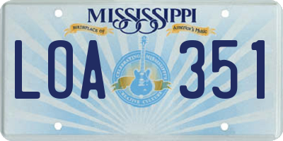 MS license plate LOA351
