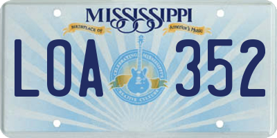 MS license plate LOA352