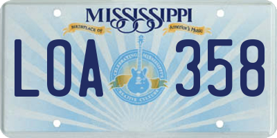 MS license plate LOA358