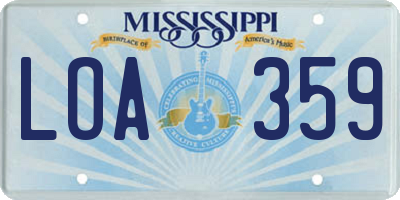 MS license plate LOA359