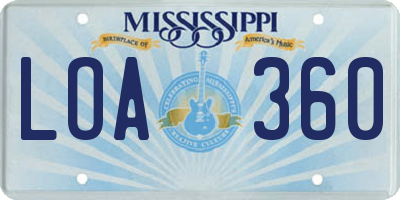 MS license plate LOA360