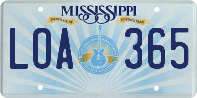 MS license plate LOA365