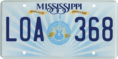 MS license plate LOA368