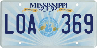 MS license plate LOA369