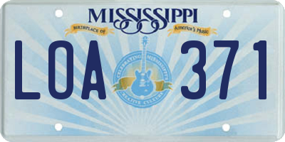 MS license plate LOA371