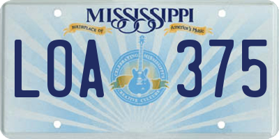 MS license plate LOA375