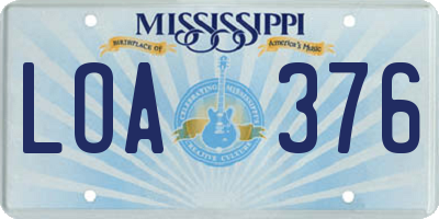 MS license plate LOA376