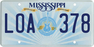 MS license plate LOA378