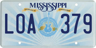 MS license plate LOA379