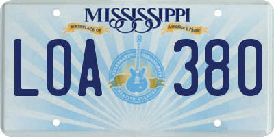 MS license plate LOA380