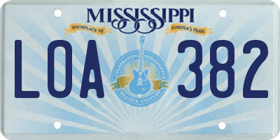 MS license plate LOA382