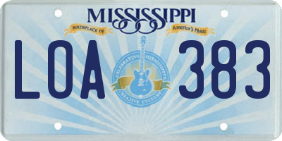 MS license plate LOA383