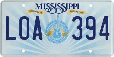 MS license plate LOA394