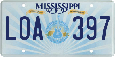 MS license plate LOA397