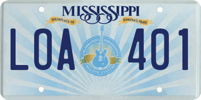 MS license plate LOA401