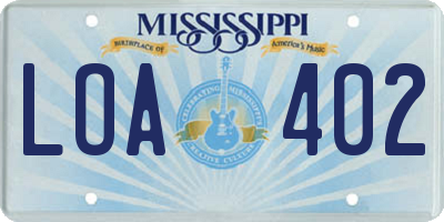 MS license plate LOA402