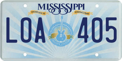 MS license plate LOA405