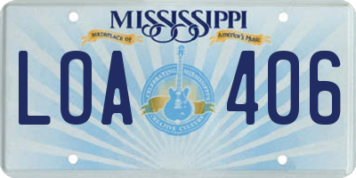 MS license plate LOA406