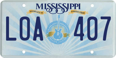 MS license plate LOA407