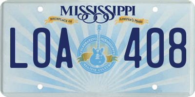 MS license plate LOA408