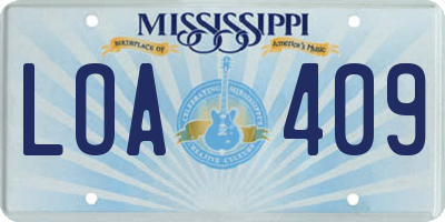 MS license plate LOA409