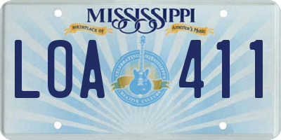 MS license plate LOA411