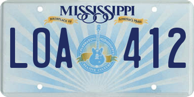 MS license plate LOA412