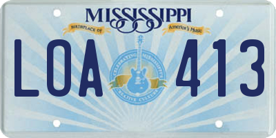 MS license plate LOA413