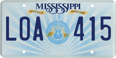 MS license plate LOA415