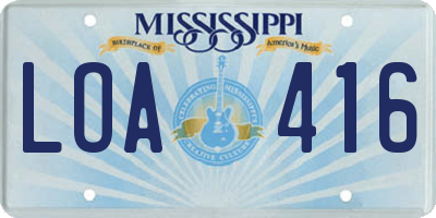 MS license plate LOA416